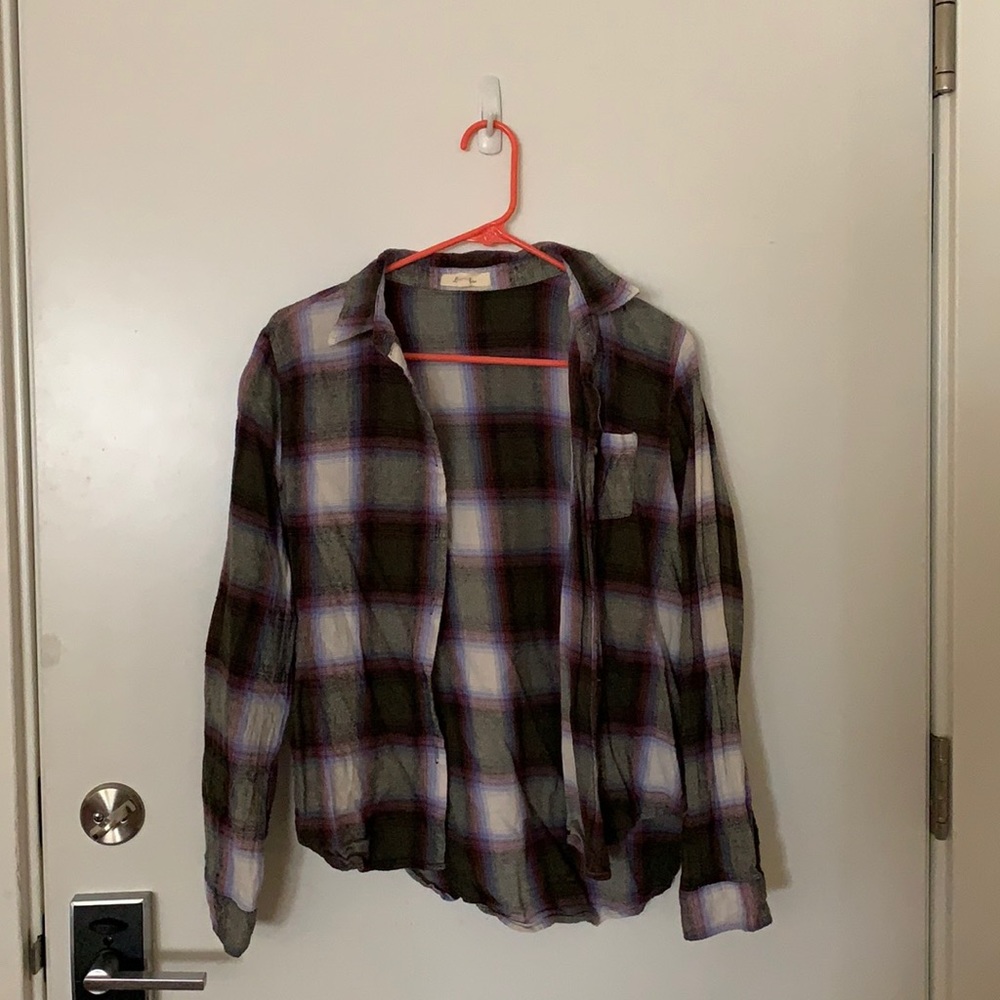 Plaid button down from Target (specific brand: Love Note).
